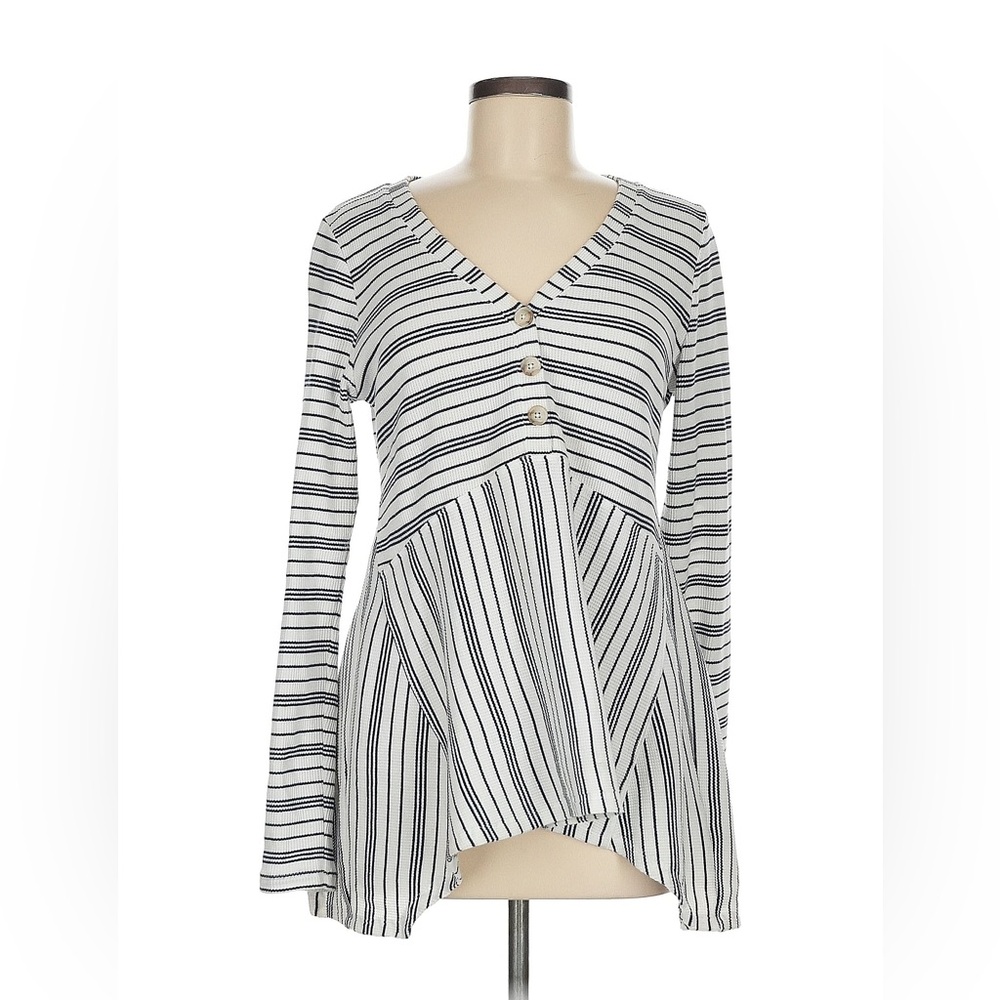 Striped V-Neck Button-Up Top Anthropologie